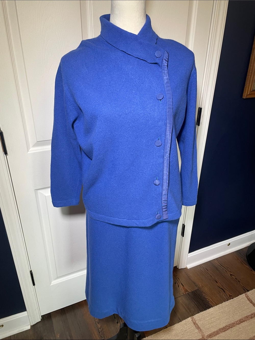 Vintage 60s Braemar Wool Knit Skirt Suit Set Derek Rayne Mid Century Scotland